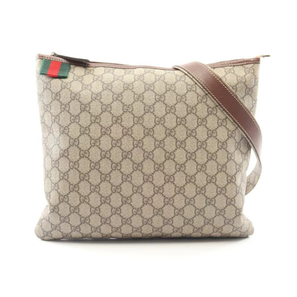 Gucci GG Supreme Sherry Shoulder Bag Canvas Leather Beige Brown